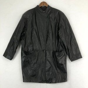 Charles Klein VTG Women's Size Large Black Genuine Leather Long Sleeve Jacket